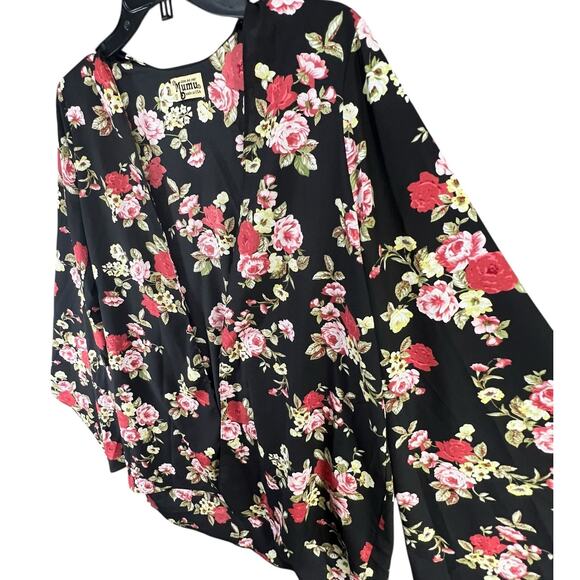 Show Me Your Mumu Kimono Womens S Black Floral Open Front Cover Up Boho Chic - Picture 2 of 10